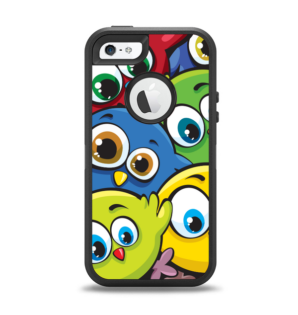 The Big-Eyed Highlighted Cartoon Birds Apple iPhone 5-5s Otterbox Defender Case Skin Set