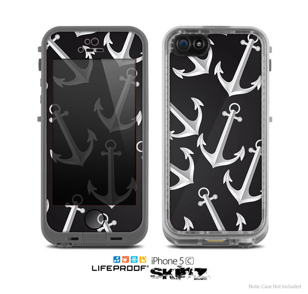 The Black Anchor Collage Skin for the Apple iPhone 5c LifeProof Case