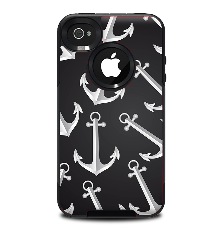The Black Anchor Collage Skin for the iPhone 4-4s OtterBox Commuter Case