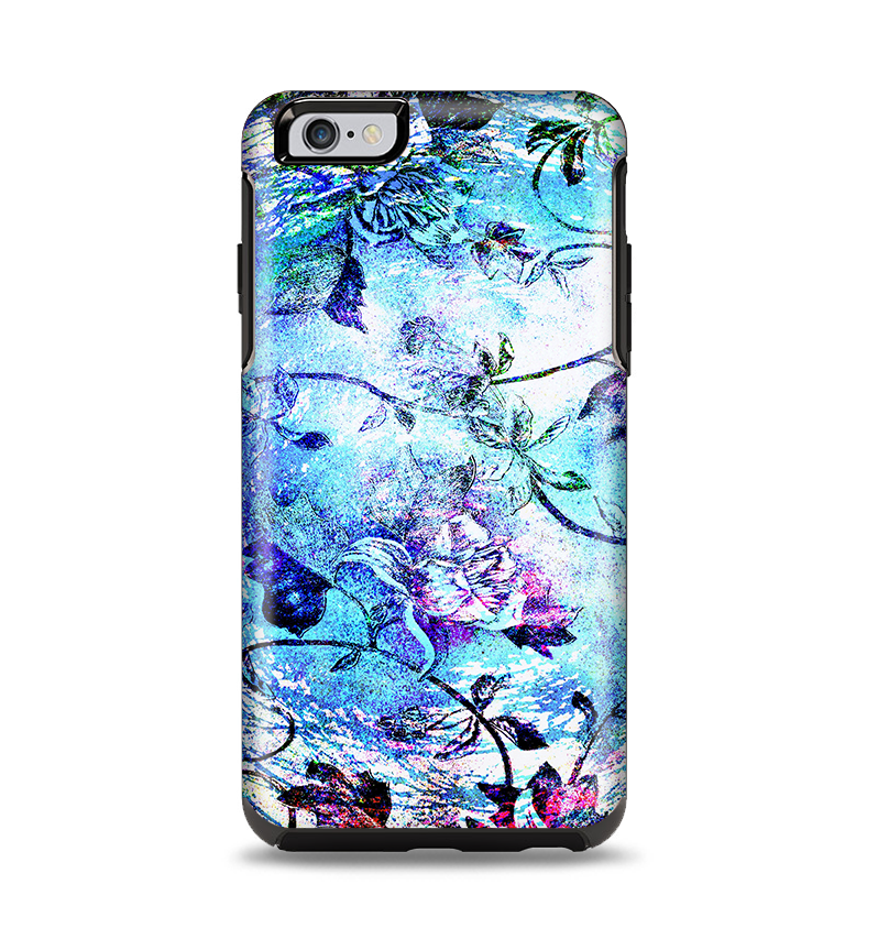 The Black & Bright Color Floral Pastel Apple iPhone 6 Plus Otterbox Symmetry Case Skin Set