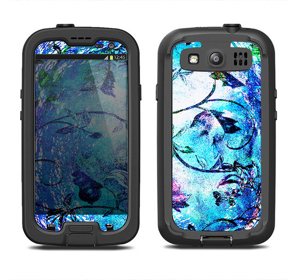 The Black & Bright Color Floral Pastel Samsung Galaxy S4 LifeProof Nuud Case Skin Set
