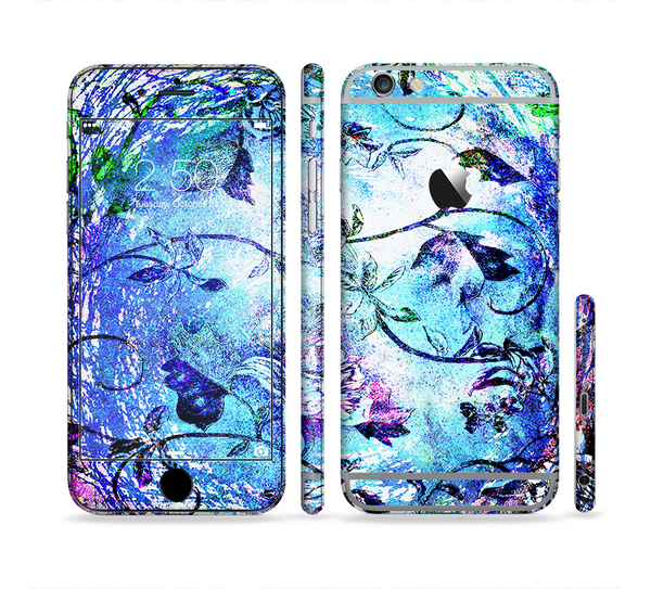 The Black & Bright Color Floral Pastel Sectioned Skin Series for the Apple iPhone 6 Plus