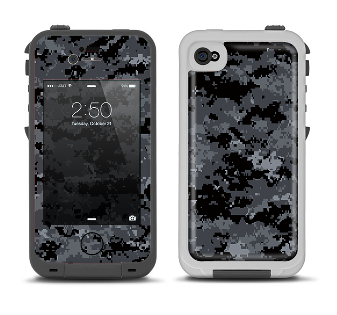 The Black Digital Camouflage Apple iPhone 4-4s LifeProof Fre Case Skin Set