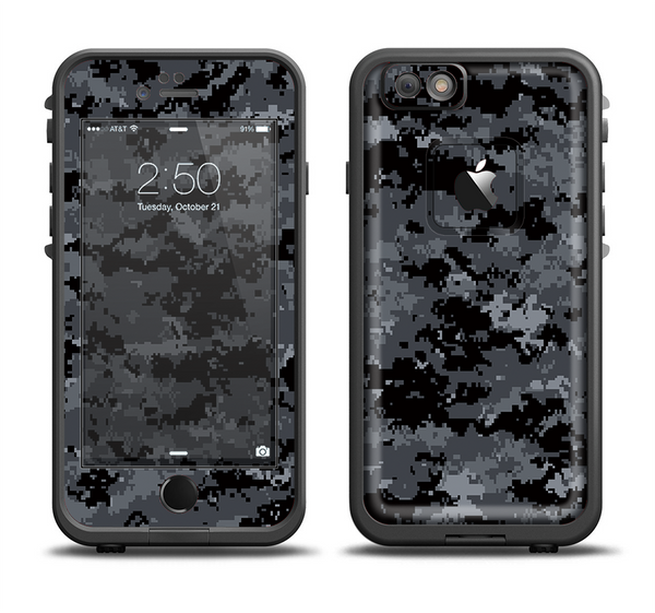 The Black Digital Camouflage Apple iPhone 6 LifeProof Fre Case Skin Set
