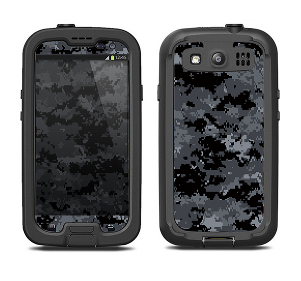 The Black Digital Camouflage Samsung Galaxy S3 LifeProof Fre Case Skin Set