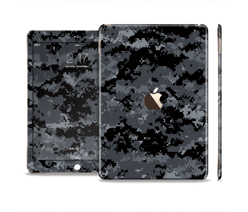 The Black Digital Camouflage Skin Set for the Apple iPad Pro