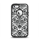 The Black Floral Delicate Pattern Apple iPhone 5-5s Otterbox Defender Case Skin Set