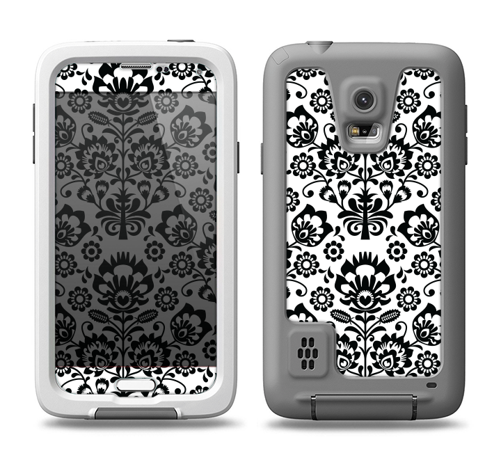 The Black Floral Delicate Pattern Samsung Galaxy S5 LifeProof Fre Case Skin Set