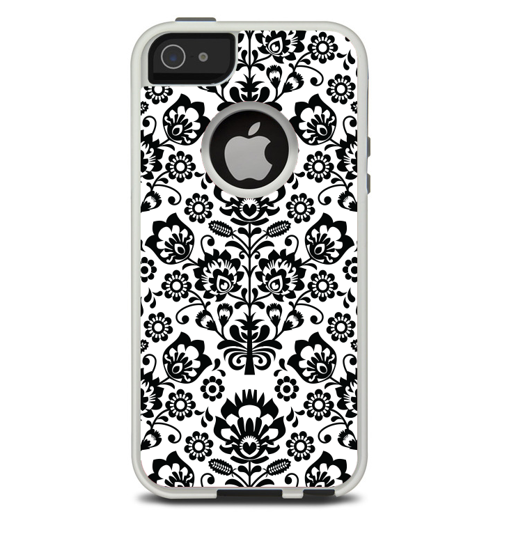 The Black Floral Delicate Pattern Skin For The iPhone 5-5s Otterbox Commuter Case