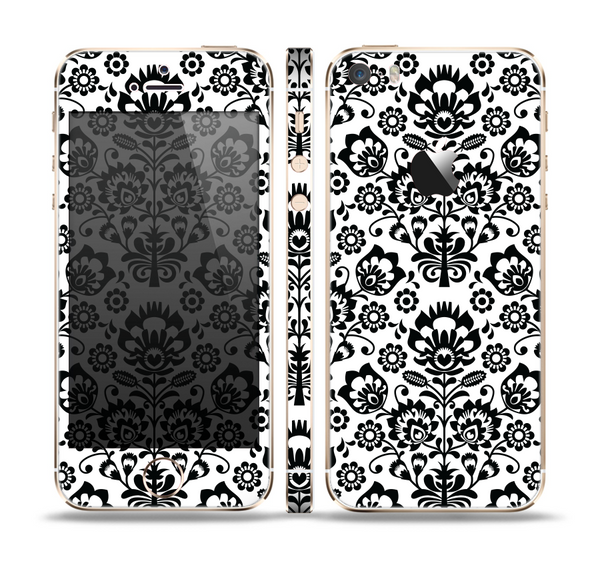The Black Floral Delicate Pattern Skin Set for the Apple iPhone 5s