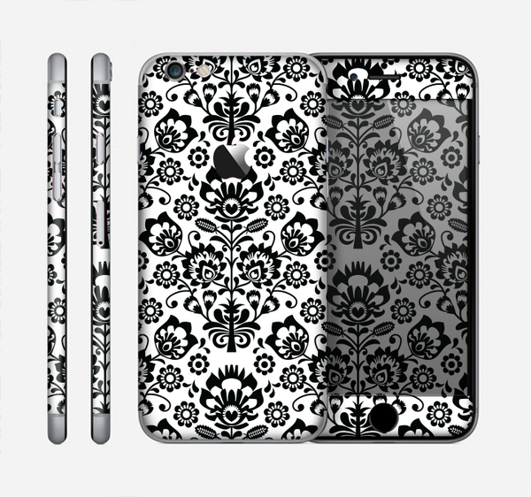 The Black Floral Delicate Pattern Skin for the Apple iPhone 6