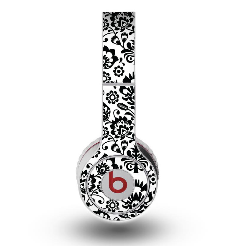 The Black Floral Delicate Pattern Skin for the Original Beats by Dre Wireless Headphones