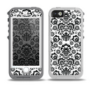 The Black Floral Delicate Pattern Skin for the iPhone 5-5s OtterBox Preserver WaterProof Case
