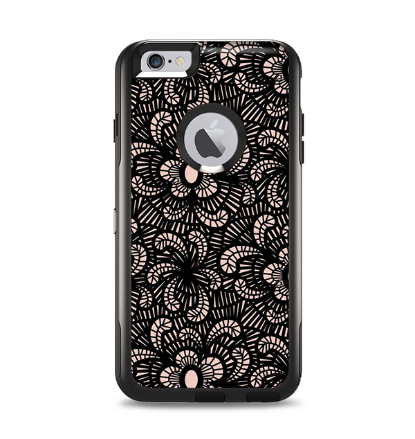 The Black Floral Lace Apple iPhone 6 Plus Otterbox Commuter Case Skin Set