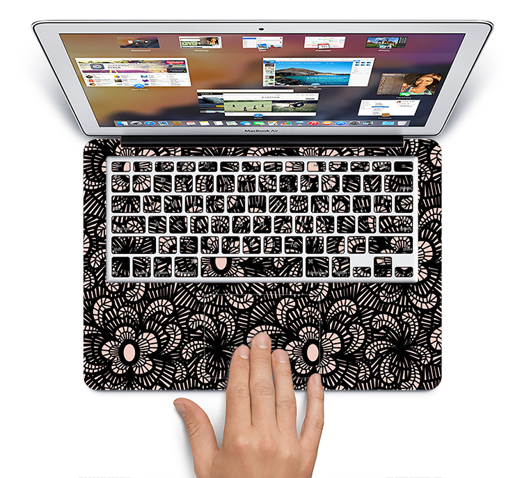 The Black Floral Lace Skin Set for the Apple MacBook Air 11"
