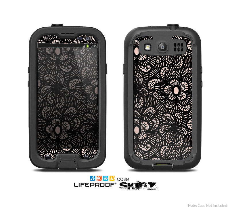 The Black Floral Lace Skin For The Samsung Galaxy S3 LifeProof Case