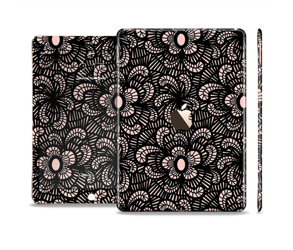 The Black Floral Lace Skin Set for the Apple iPad Pro
