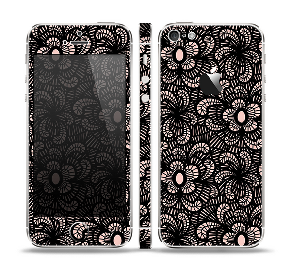 The Black Floral Lace Skin Set for the Apple iPhone 5