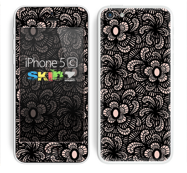 The Black Floral Lace Skin for the Apple iPhone 5c