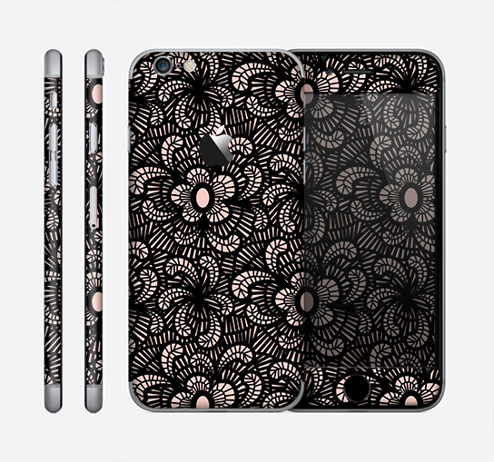The Black Floral Lace Skin for the Apple iPhone 6
