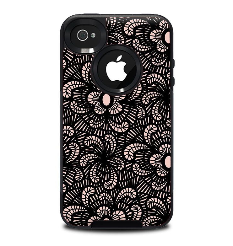 The Black Floral Lace Skin for the iPhone 4-4s OtterBox Commuter Case