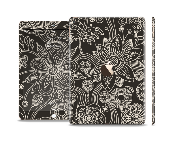 The Black Floral Laced Pattern V2 Skin Set for the Apple iPad Air 2