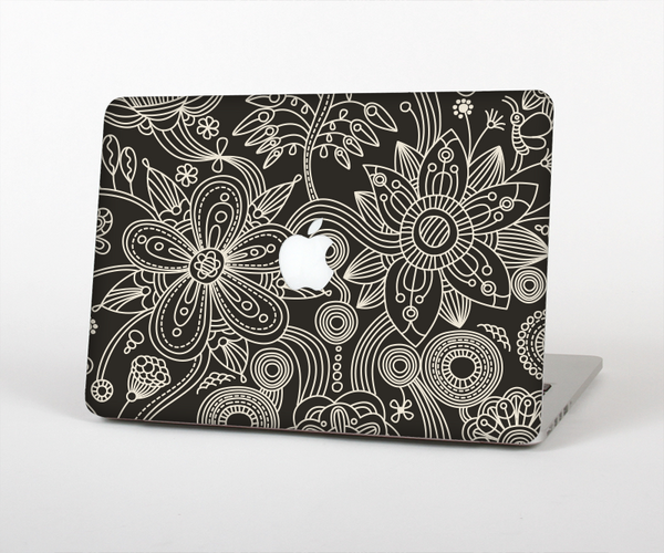 The Black Floral Laced Pattern V2 Skin Set for the Apple MacBook Pro 15" with Retina Display