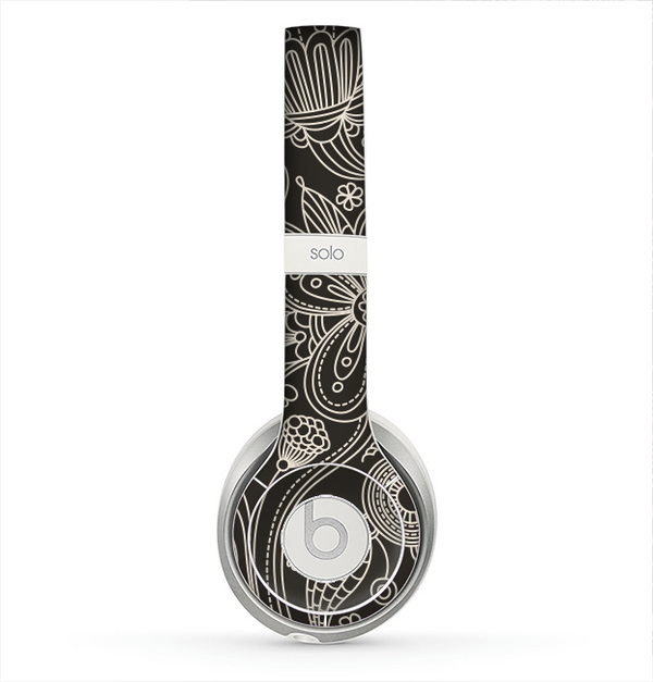 The Black Floral Laced Pattern V2 Skin for the Beats by Dre Solo 2 Headphones