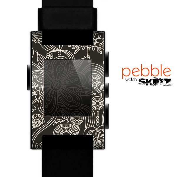 The Black Floral Laced Pattern V2 Skin for the Pebble SmartWatch