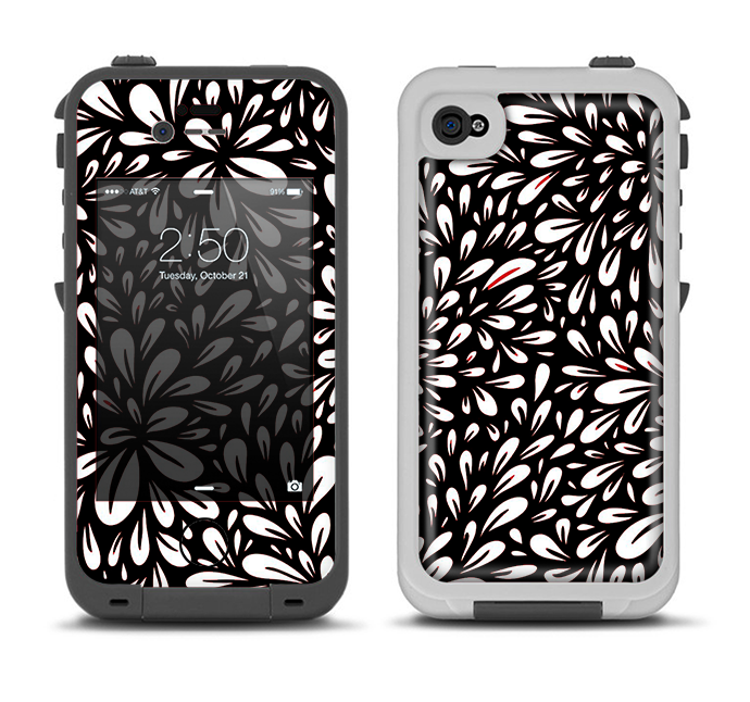 The Black Floral Sprout Apple iPhone 4-4s LifeProof Fre Case Skin Set
