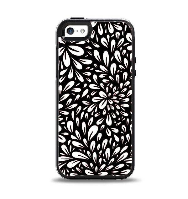 The Black Floral Sprout Apple iPhone 5-5s Otterbox Symmetry Case Skin Set
