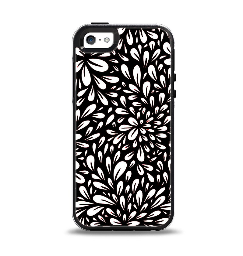 The Black Floral Sprout Apple iPhone 5-5s Otterbox Symmetry Case Skin Set