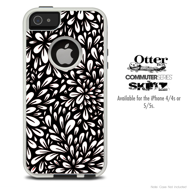 The Black Floral Sprout Skin For The iPhone 4-4s or 5-5s Otterbox Commuter Case