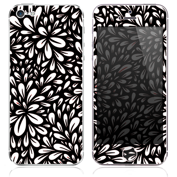 The Black Floral Sprout Skin for the iPhone 3, 4-4s, 5-5s or 5c