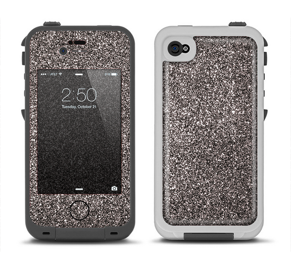 The Black Glitter Ultra Metallic Apple iPhone 4-4s LifeProof Fre Case Skin Set