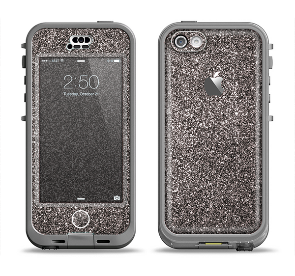 The Black Glitter Ultra Metallic Apple iPhone 5c LifeProof Nuud Case Skin Set