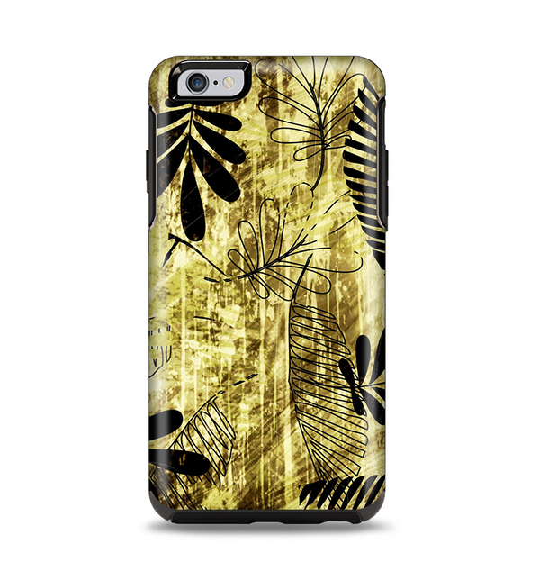 The Black & Gold Grunge Leaf Surface Apple iPhone 6 Plus Otterbox Symmetry Case Skin Set