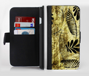 The Black & Gold Grunge Leaf Surface Ink-Fuzed Leather Folding Wallet Credit-Card Case for the Apple iPhone 6/6s, 6/6s Plus, 5/5s and 5c