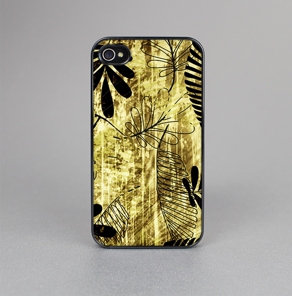 The Black & Gold Grunge Leaf Surface Skin-Sert for the Apple iPhone 4-4s Skin-Sert Case