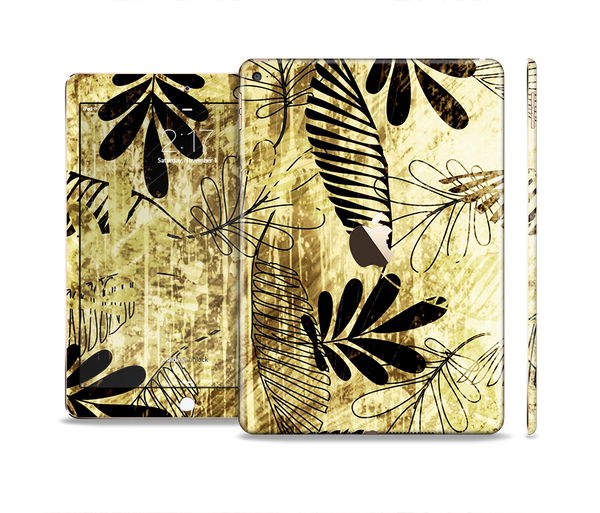 The Black & Gold Grunge Leaf Surface Skin Set for the Apple iPad Pro