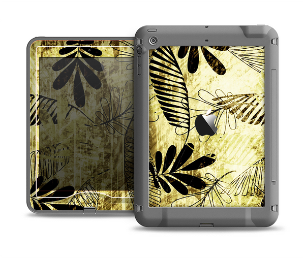 The Black & Gold Grunge Leaf Surface Apple iPad Mini LifeProof Nuud Case Skin Set
