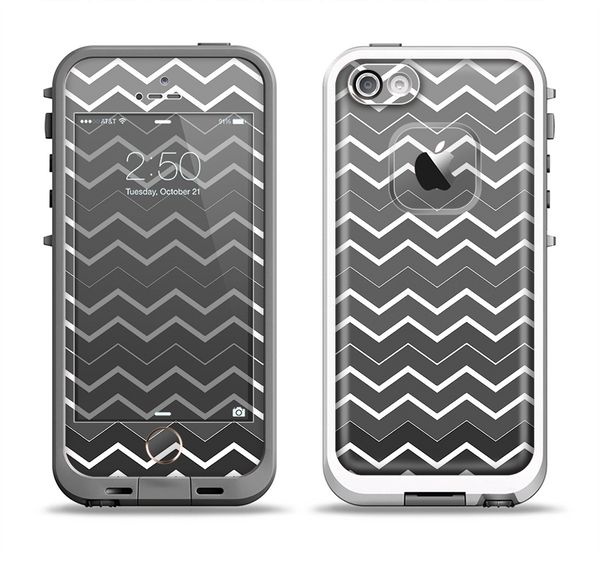 The Black Gradient Layered Chevron Apple iPhone 5-5s LifeProof Fre Case Skin Set
