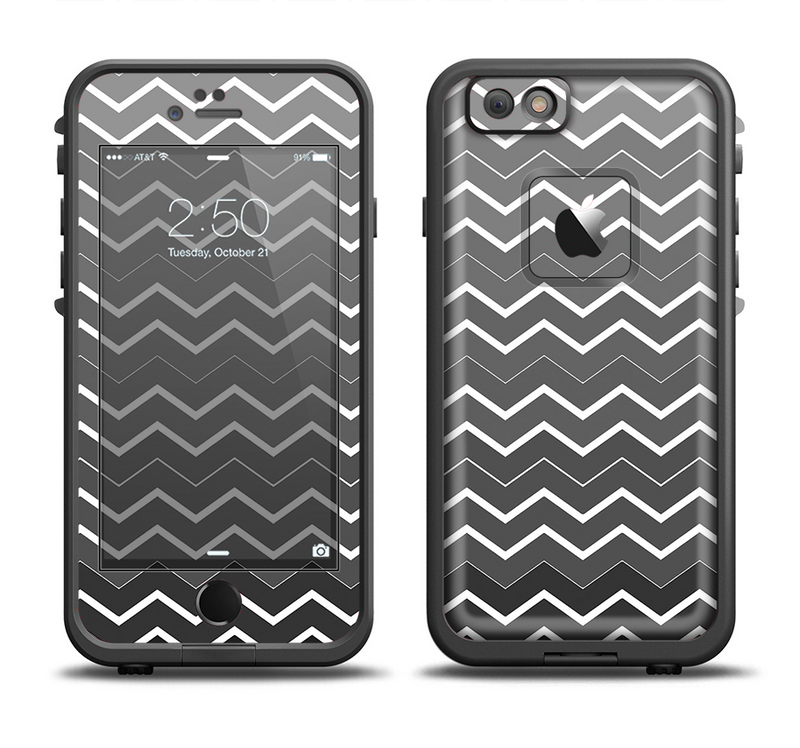 The Black Gradient Layered Chevron Apple iPhone 6/6s Plus LifeProof Fre Case Skin Set