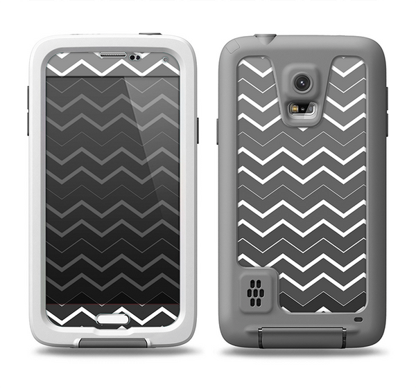 The Black Gradient Layered Chevron Samsung Galaxy S5 LifeProof Fre Case Skin Set