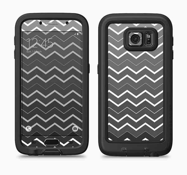 The Black Gradient Layered Chevron Full Body Samsung Galaxy S6 LifeProof Fre Case Skin Kit