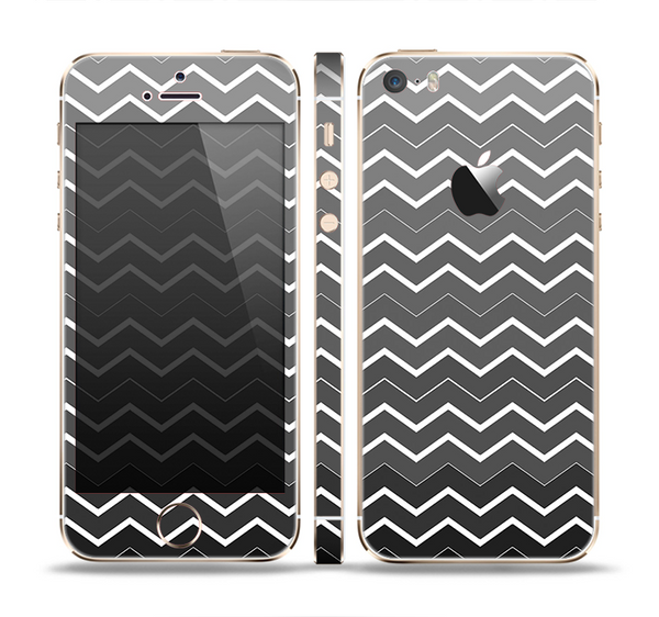 The Black Gradient Layered Chevron Skin Set for the Apple iPhone 5s