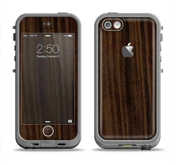 The Black Grained Walnut Wood Apple iPhone 5c LifeProof Fre Case Skin Set