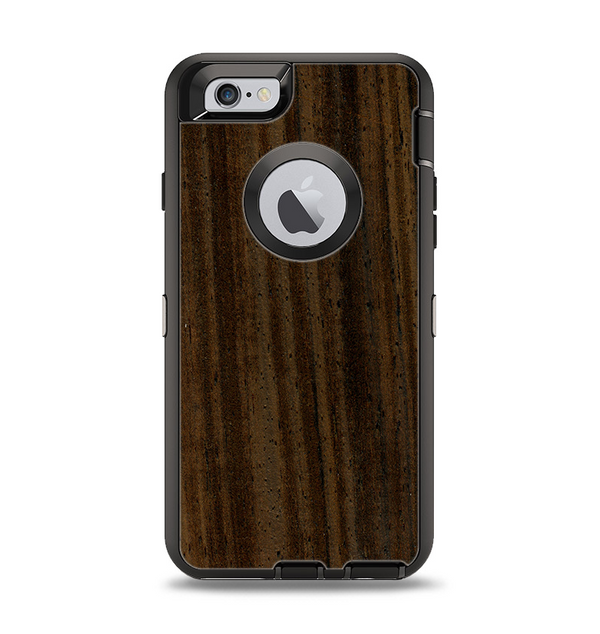 The Black Grained Walnut Wood Apple iPhone 6 Otterbox Defender Case Skin Set