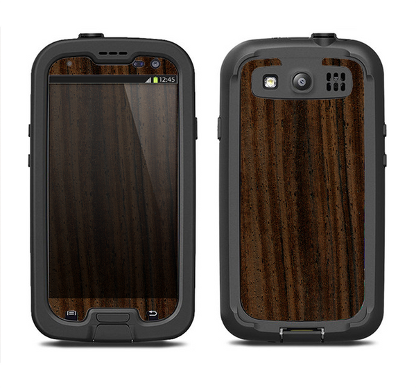 The Black Grained Walnut Wood Samsung Galaxy S3 LifeProof Fre Case Skin Set