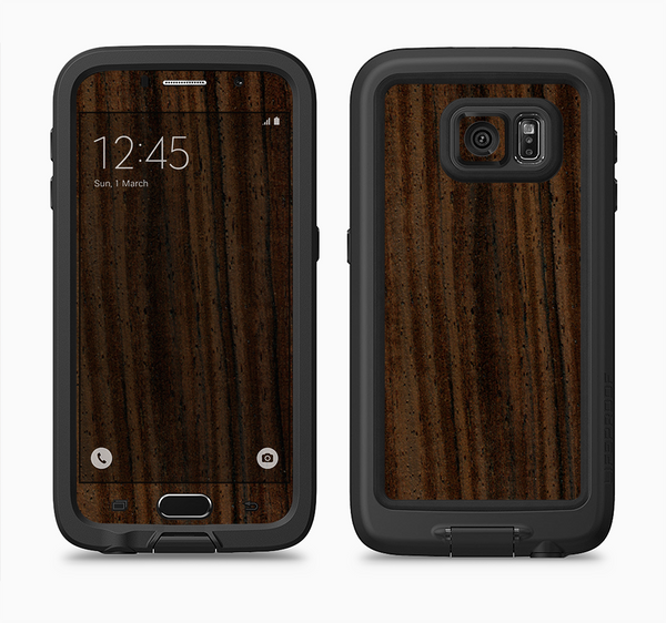 The Black Grained Walnut Wood Full Body Samsung Galaxy S6 LifeProof Fre Case Skin Kit
